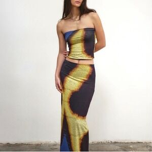 NWT Feners Tu x Mi Night Tube Top Maxi Skirt Set Abstract - Small / Medium